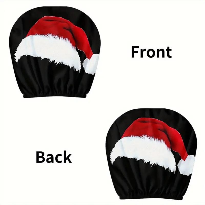 Holiday Car Headrest Cover Set, Slip On Polyester Fabric Washable for Christmas Cabin Style, Daily Driving, and Family Cars