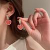 Sweet Pink Love Heart Drop Earrings For Women Korean Style Elegant Dangle Earrings Lovely Bride Lady Brincos Jewelry Gifts