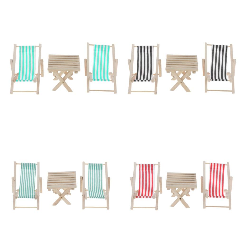 2 Stück 1/12 Miniatur-Liegestuhl, Holz-Liegestuhl für Heimwerker, Zen-Garten, Strand-Mikro-Landschaftsdekoration, Mini-Möbel-Modellzubehör