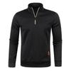 Abrigo de Color liso para hombre, camisetas de manga larga con cremallera y cuello levantado para otoño e invierno, Jersey deportivo para hombre