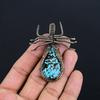 Blue Turquoise Handmade Gemstone Pendant, 999 Copper Wire Wrapped Antique Jewelry Pendant, For Engagement Gift