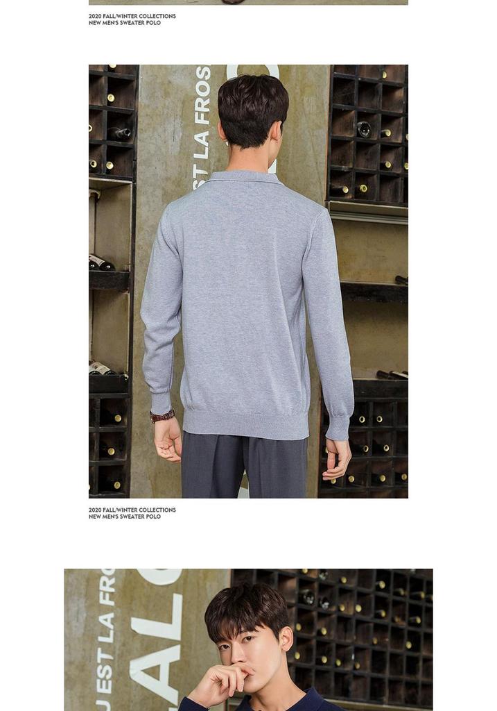 2026 Men's Polo Collar Knit Sweater: Spring/Autumn, Long Sleeve, Loose Fit, Lapel Button Pullover.