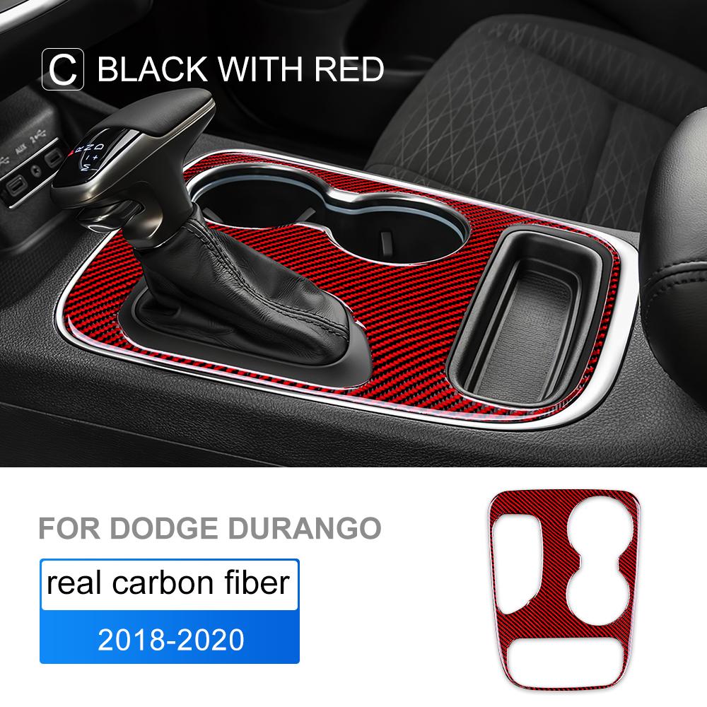 Real Soft Carbon Fiber For Dodge Durango 2018   Car Gear Shift Panel Transmission Console Cover Sticker Interior