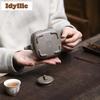 270ml Vintage Yixing Purple Clay Teapots Handmade Square Ruyi Pot Raw Ore Section Mud Tea Making Kettle Zisha Tea Set Ornaments