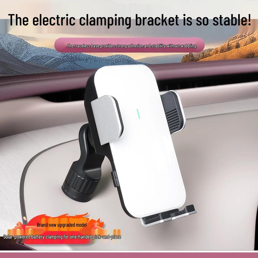 Solar-Powered Electric Clamp Phone Holder for Xiaomi SU7 - Car Interior Accessory with Navigation and Stabilization.