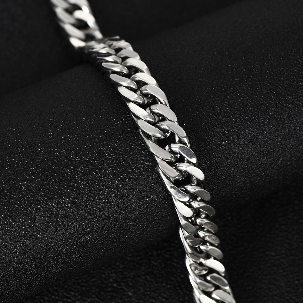 Trendy Men's 11MM Titanium Steel Cuban Chain Bracelet with Square Buckle