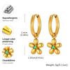 Vintage Luxury Zircon Flower Charms Huggies Hoop Earrings,18k Gold Plated Stainless Steel Earrings, Christmas Gift for Her