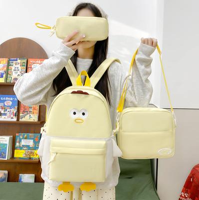 Schulrucksack für Grund- und Sekundarschüler Japanischer Cartoon Damenrucksack Niedliches Weiches und Niedliches Küken Modischer Mädchen-Schulrucksack Federmäppchen