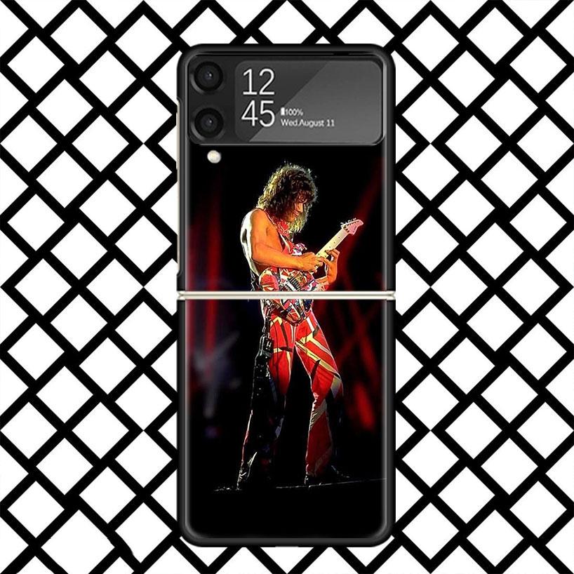 Eddie Van Halen Graphic Guitar Phone Case For Samsung Z Flip 7 6 5 4 3 Galaxy ZFLIP7 ZFlip6 5G Flip5 Flip4 Flip3 5g Black Hard C