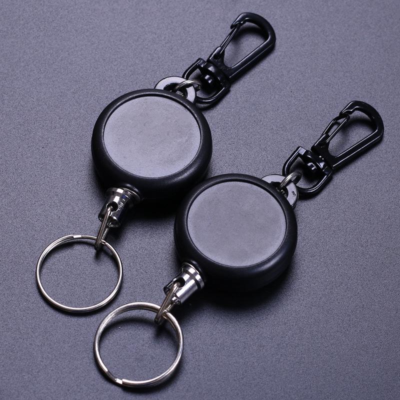 High-Rebound Retractable Steel Keychain: Outdoor Anti-Lost Easy Clip