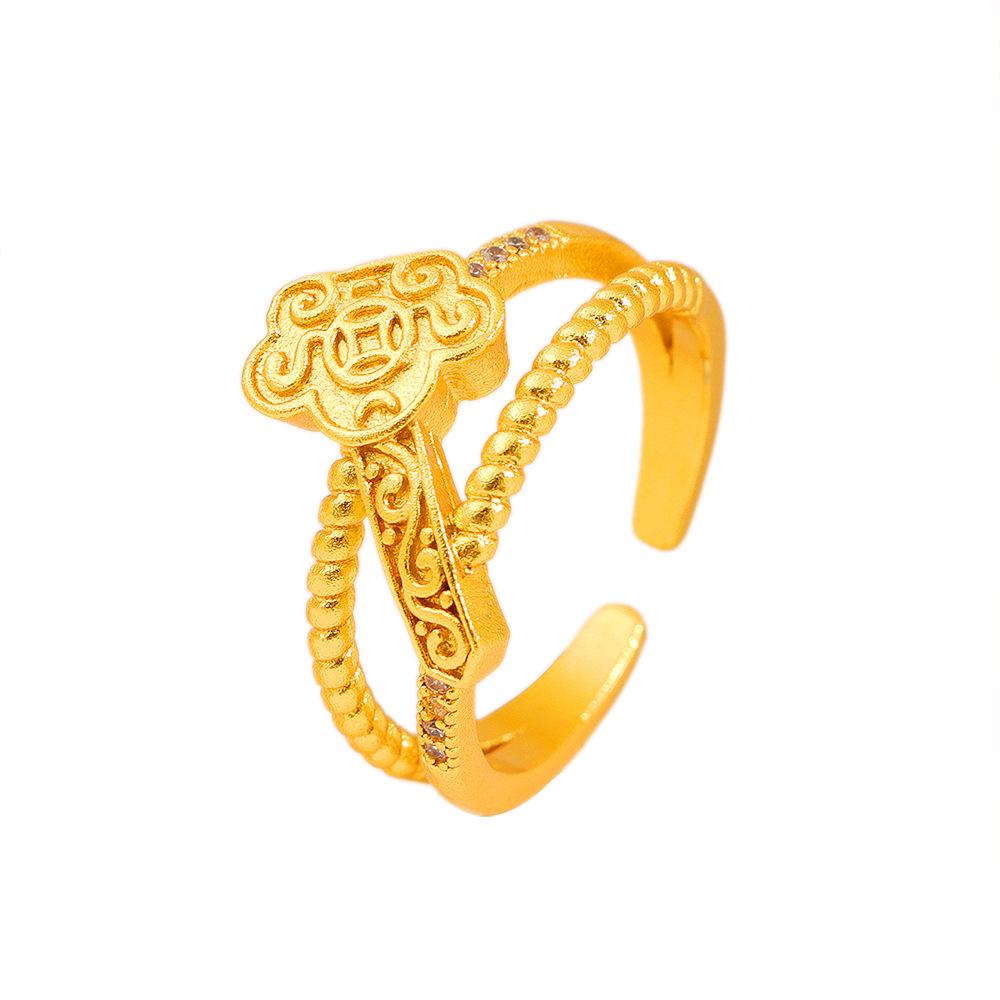 Douyin Bestseller: Copper Coin Treasure Basin Yuanbao Ring - Fashionable Gift for Girlfriend