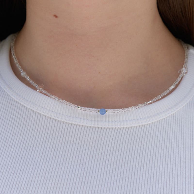 leeENoir Blue Point Clear Beads Necklace