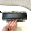 [Pre-Owned] Padlock Metal Lock Bee Print Vintage Logo Canvas And Leather Lock Clutch Box Chain Crossbody Shoulder Bag - Very Good #1FD141I