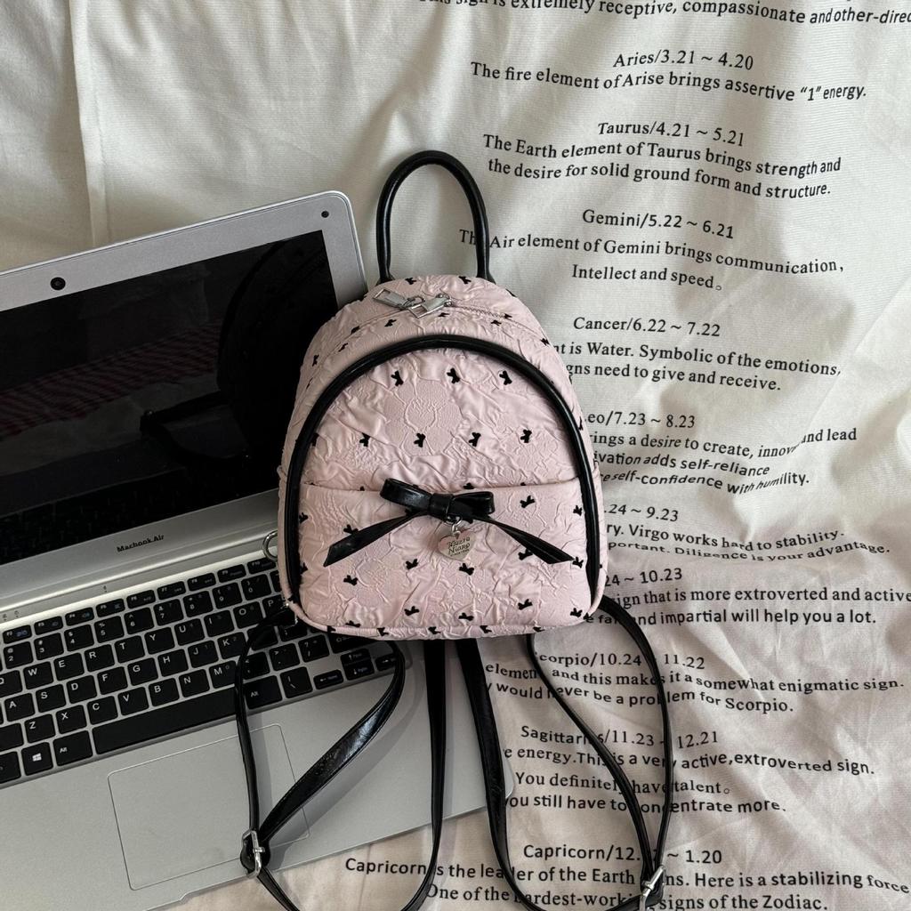 Children's Backpack Bag Women's 2025 New Korean Niche Design Super Fire Fashion Pleated Bow Small Backpack