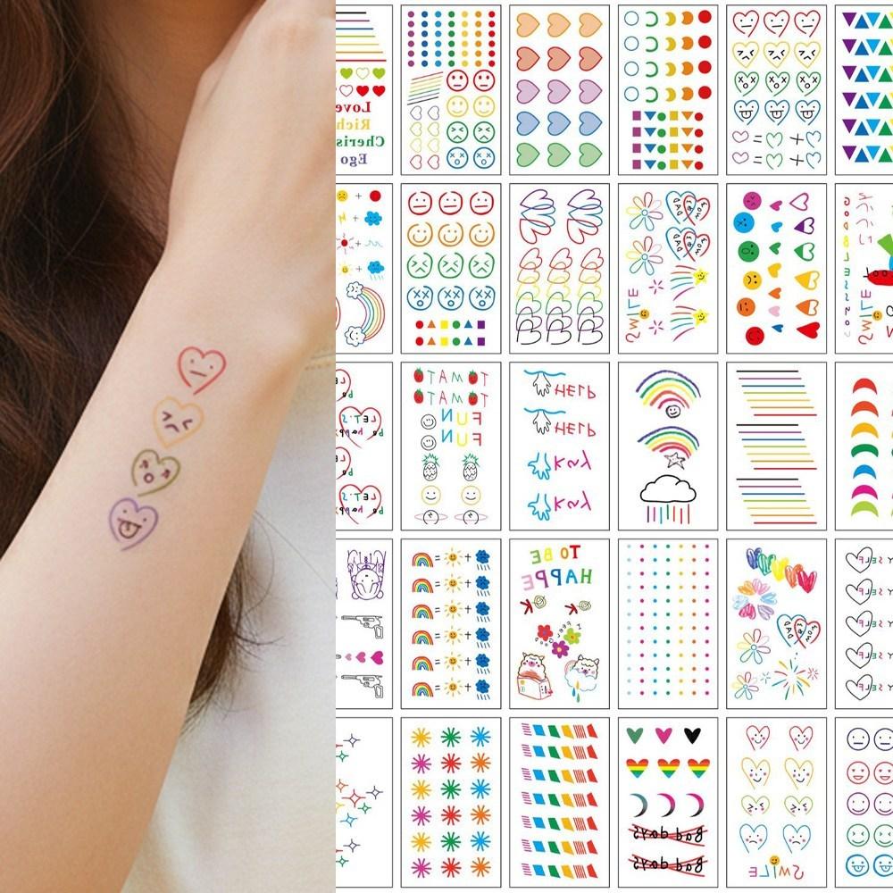 Kozumika Mini Tattoo Sticker 30-Set Rainbow C
