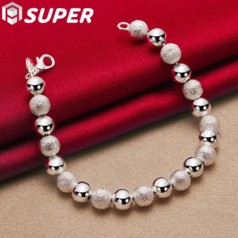 

Серебро 925 пробы гладкое матовое 8 мм бисерное кольцо браслет ювелирные изделия
