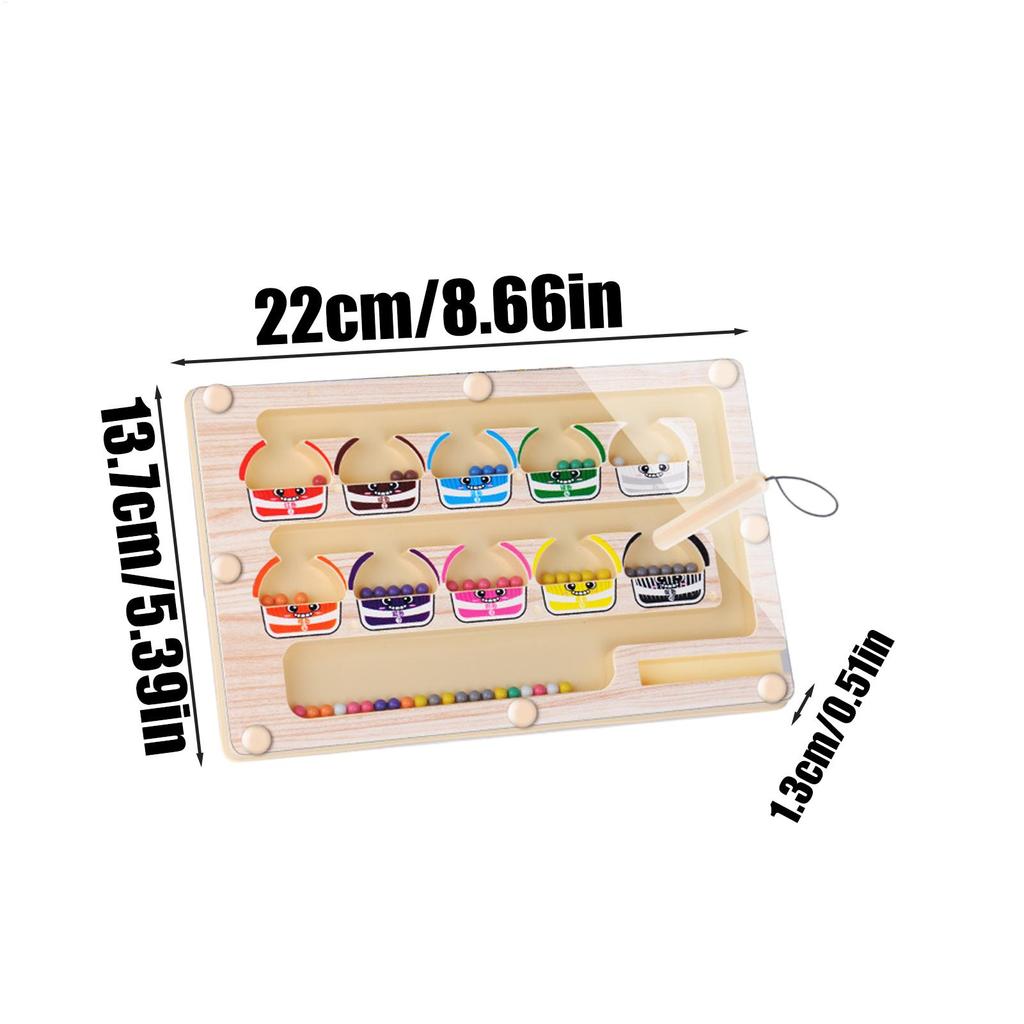 Montessori Magnetic Color Sorting Maze Number Maze Toys Wooden Puzzle Activity Board Fine Motor Toys For Kids 36 months+