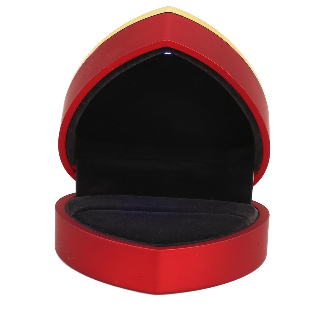Heart Shaped Ring Box Elegant Stylish Jewelry Display Gift Box with LED Light for Engagement WeddingRed