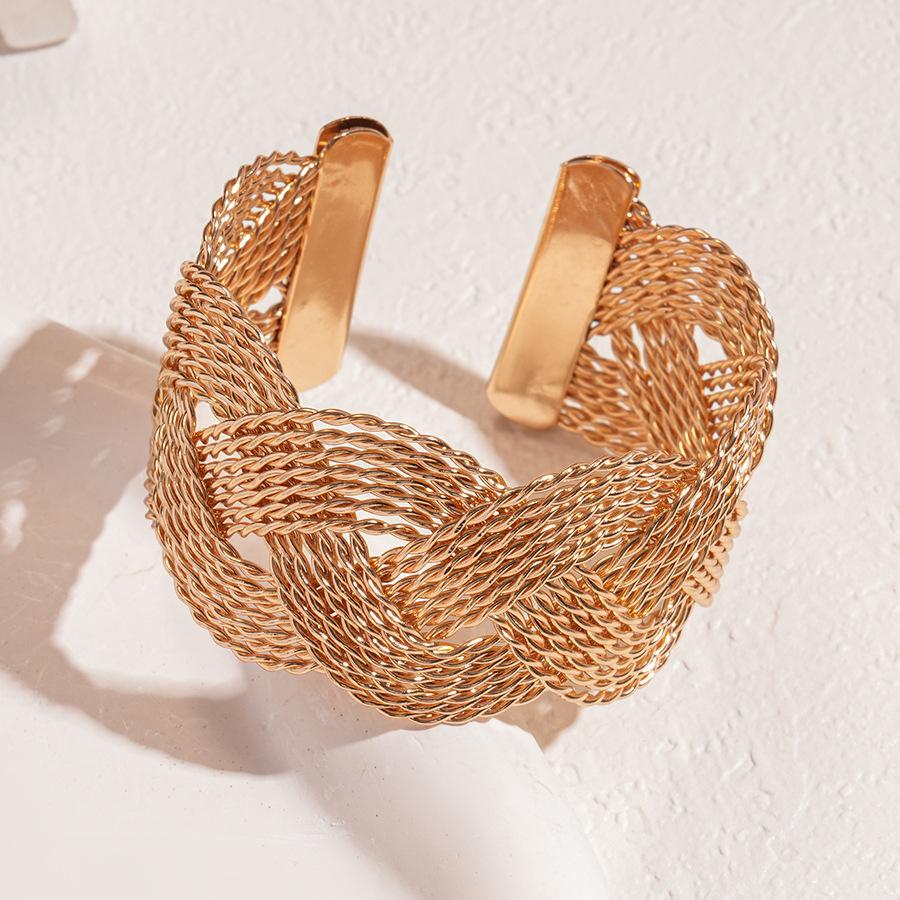 European and American metal wind cross winding mesh geometric opening bracelet personalized niche high-end jewelry 