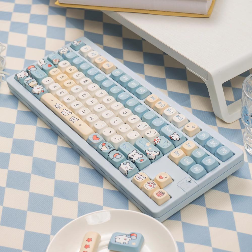 125 Key Line Puppy Keycap Set PBT Cute Type MOA Keycap Compatible MX Switch Wooting Mechanical Keyboard