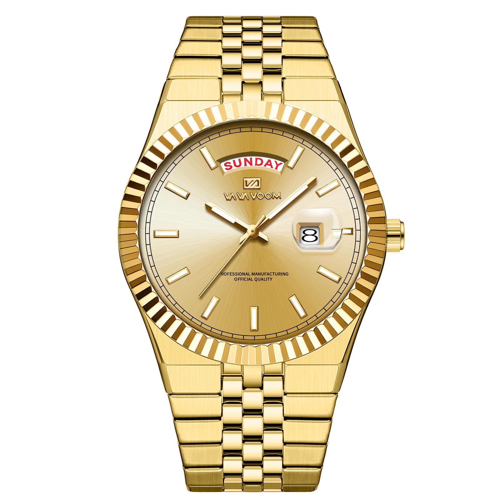 Luxury Business Calendar Stainless Steel Strap Quartz Watch Men S Logo Quartz Watch Available