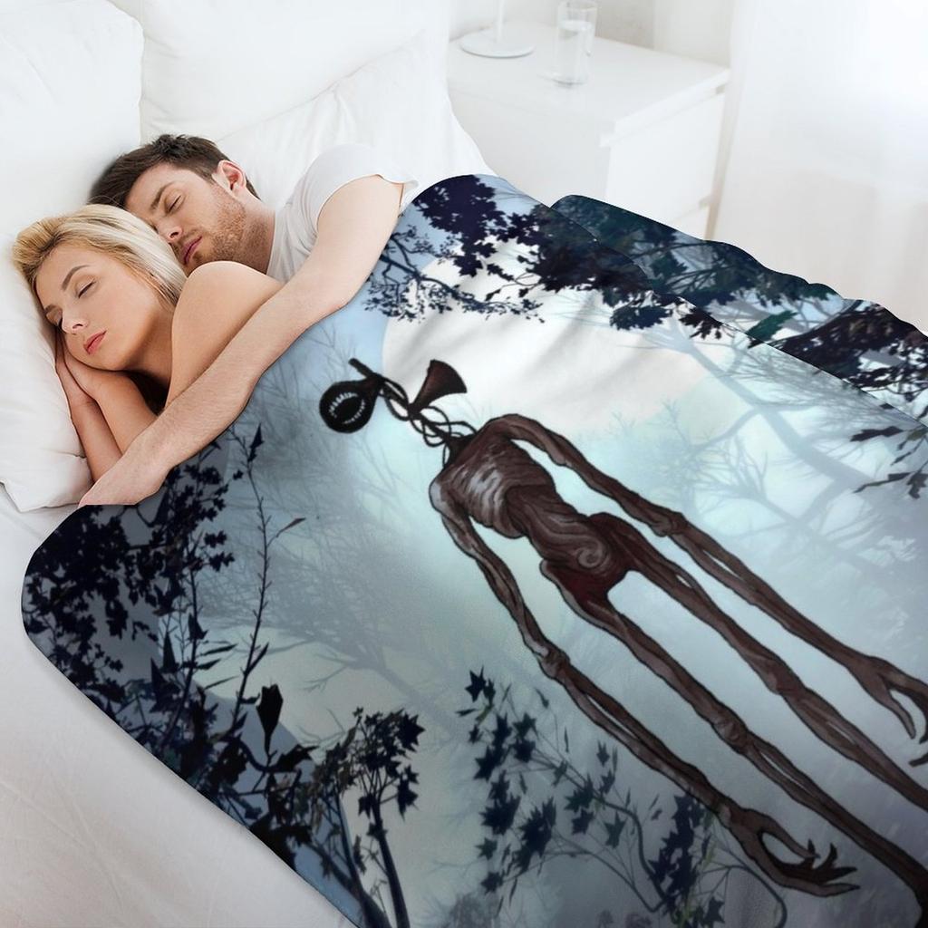Siren Head In Dark Forest Throw Blanket Outdoor Soft Blanket for Picnic Beach Camping