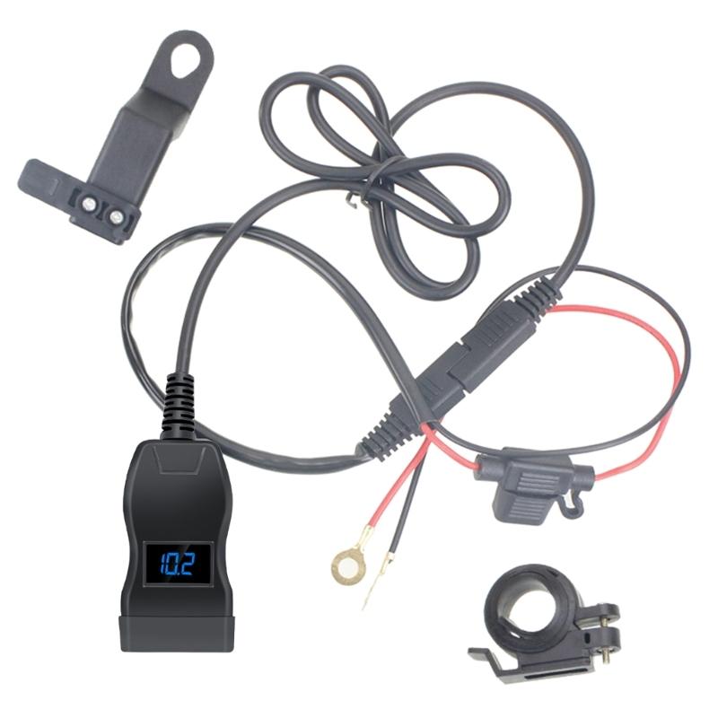 Kit de Port USB pour Moto 12V 24V Adaptateur SAE vers USB sur Moto Chargeurs Rapides USB Type C Étanche Prise de Courant