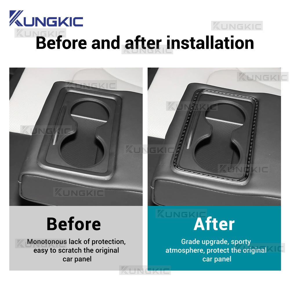 Riktigt mjuk kolfiberdekal för Kia EV6 GT EV 2022 2023 2024 2025 Vänsterstyrd Högerstyrd Bil Bakre Avlopp Mugghållare Dekorationsram Interiörlist