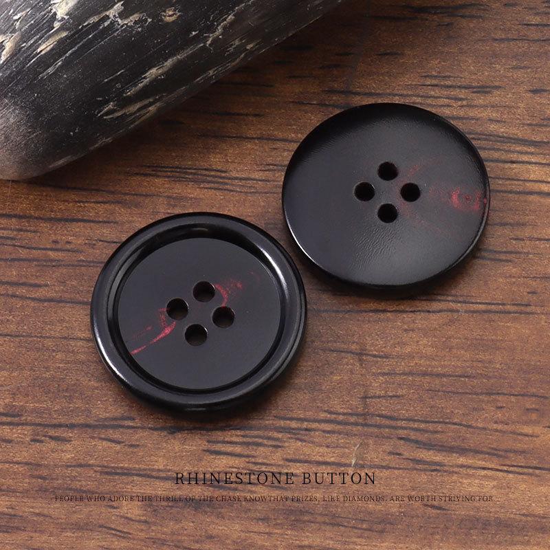 

5pcs Dyed Horn Buttons Round Four-Eye Suit Dress Buttons High-End Coat Trench Coat Sweater Buttons Accessories 15mm black + red
