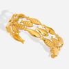 Goldenes Edelstahl Drei-Schicht-Fisch-Offen-Armreif Bangle 18K Gold PVD-beschichtet Statement Wasserdicht Handgelenkschmuck Bijoux