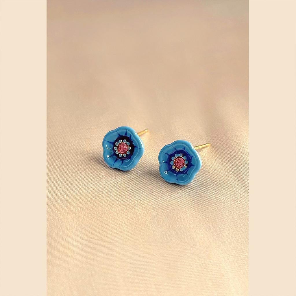 Серьги с цветами в лесном стиле, свежие 1 pair синий