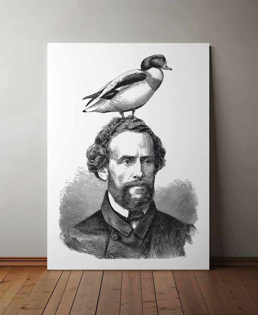 Portrait Poster with a Bird On the Head