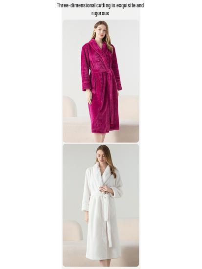 Extra Langer Übergröße Samt Partner Bademantel: Dicke, kuschelige Herbst-/Winter-Pyjamas für Damen.