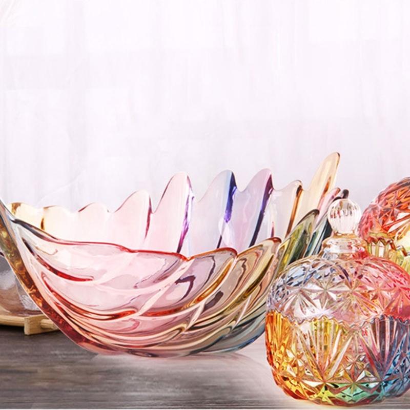 Contemporary Feathered Themed Glass Serving Dish Spacious And Stable For Fruits Treats Or Centerpiece Decoration