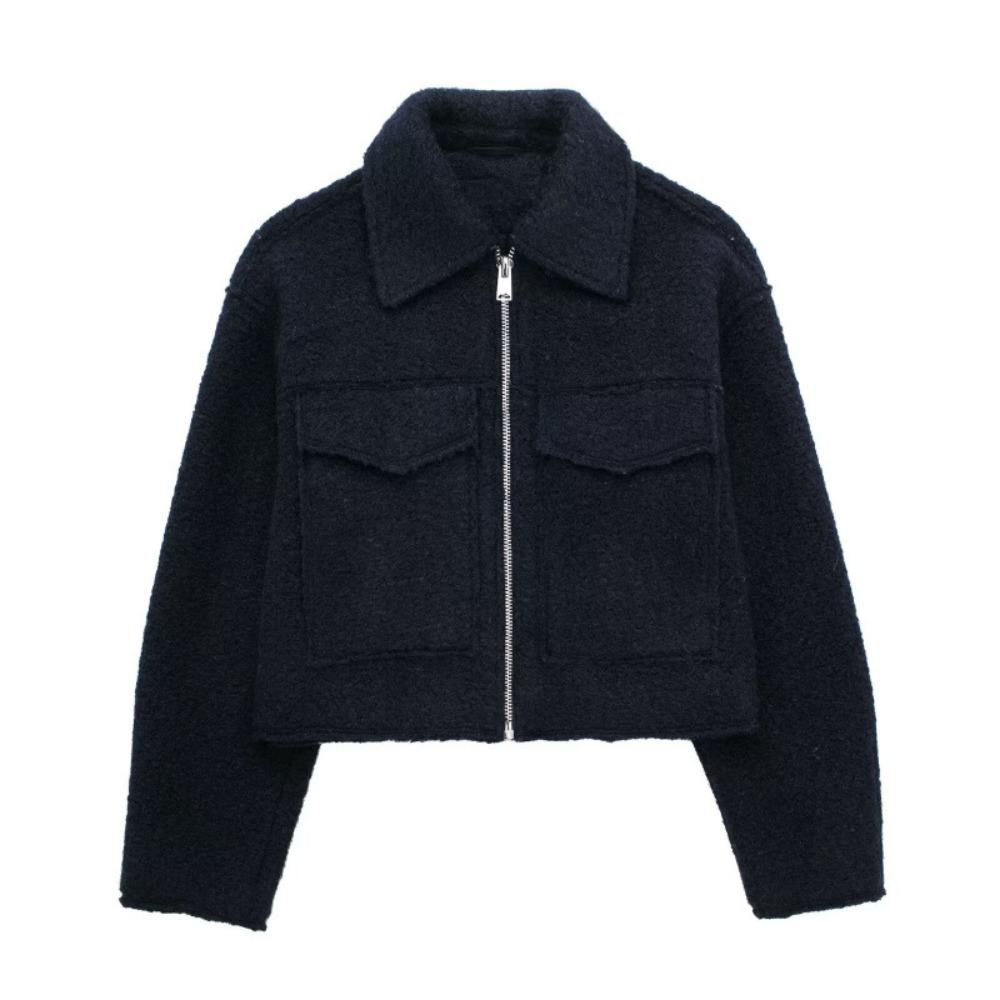 Tweed Cropped Jackets for Women Autumn Winter Short Coat Jacket Women Zip Crop Demi-season Jacket Woman Outerwears