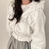 Vintage Korean Women Oversized Zip Up Hooded Jacket Long Sleeve Harajuku Fashion Solid Color Sweatshirt Autumn