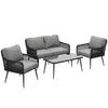 Rattan Garden Furniture Set, 4 Piece Outdoor Patio Furniture with Tempered Glass Table and Chairs, Indoor Balcony Conservatory Set