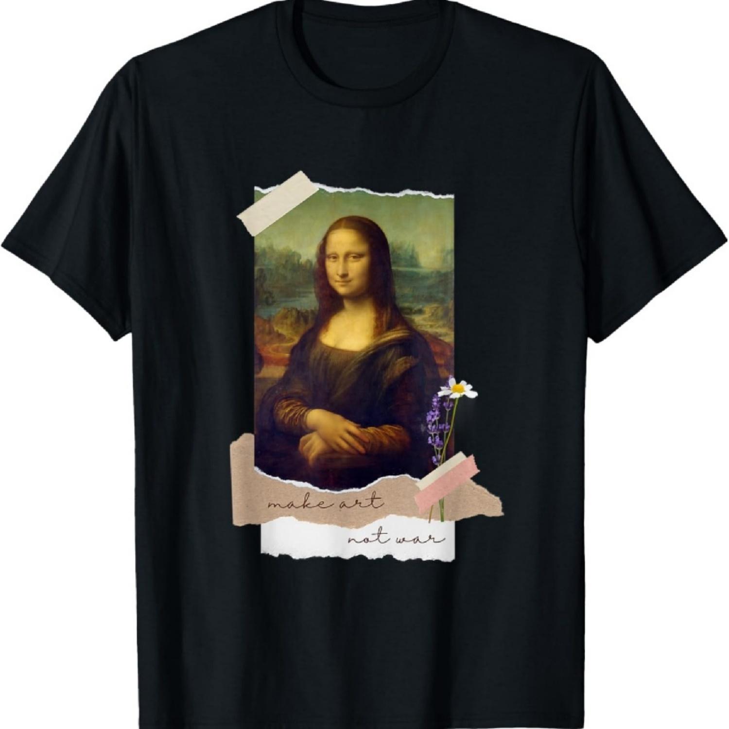 Мона Лиза Джоконда Леонардо да Винчи Делайте искусство, а не войну Футболка XXXXXL чёрный