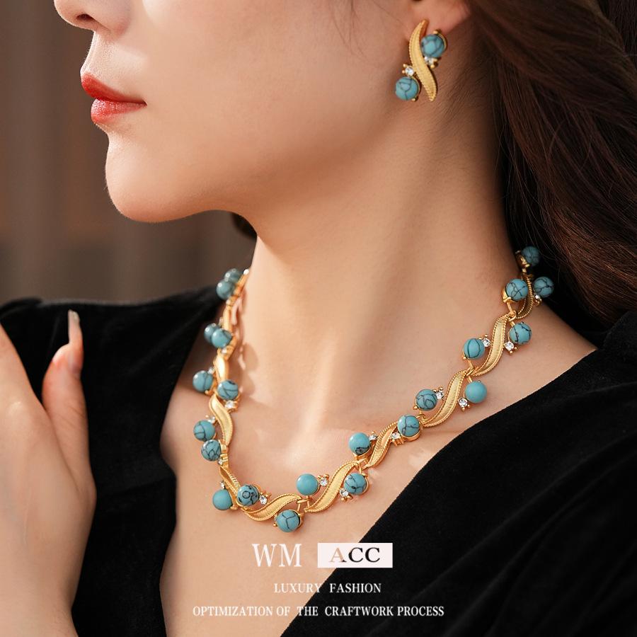 Средневековое нишевое высококлассное ретро-ожерелье синий