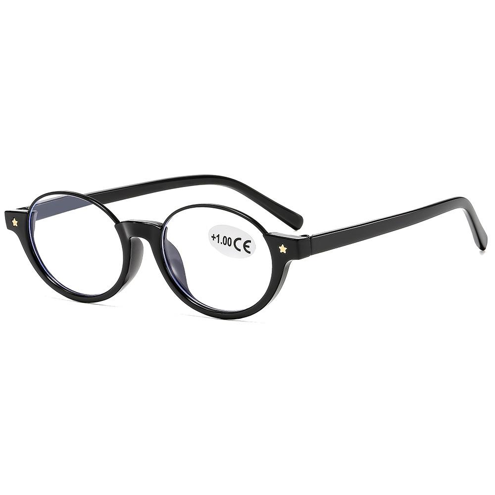 Small-framed oval anti-blue light semi-metallic retro glasses, men's and women's round reading glasses with leopard print