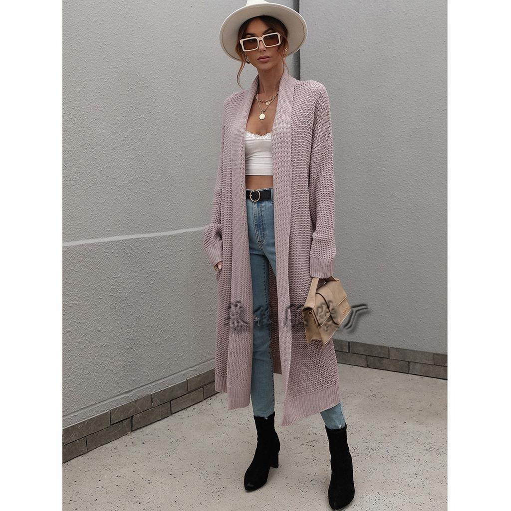 2024 Autumn And Winter New Round Neck European And American Women'S Knitted Cardigan Loose Solid Color Sweater