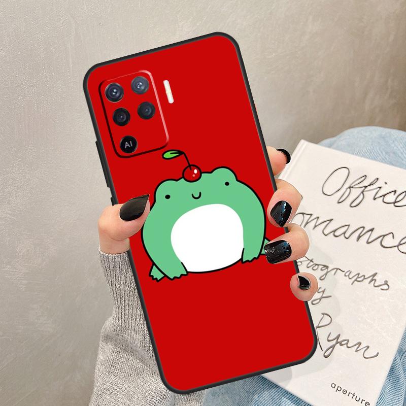 Cute Funny Frog Case For Oppo A57 A17 A77 A18 A38 A58 A78 A98 A74 A54 A94 A80 A60 A40 A96 A76 A16 A15 A5 Pro
