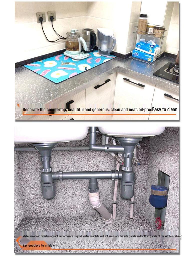High-Temperature, Waterproof, Oil-Proof Kitchen Wall & Cabinet Stickers - Self-Adhesive Aluminum Foil