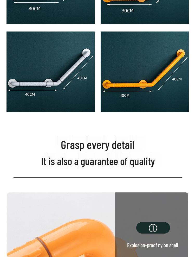 L-Shaped 135° Non-Slip Safety Handrail for Bathrooms and Corridors