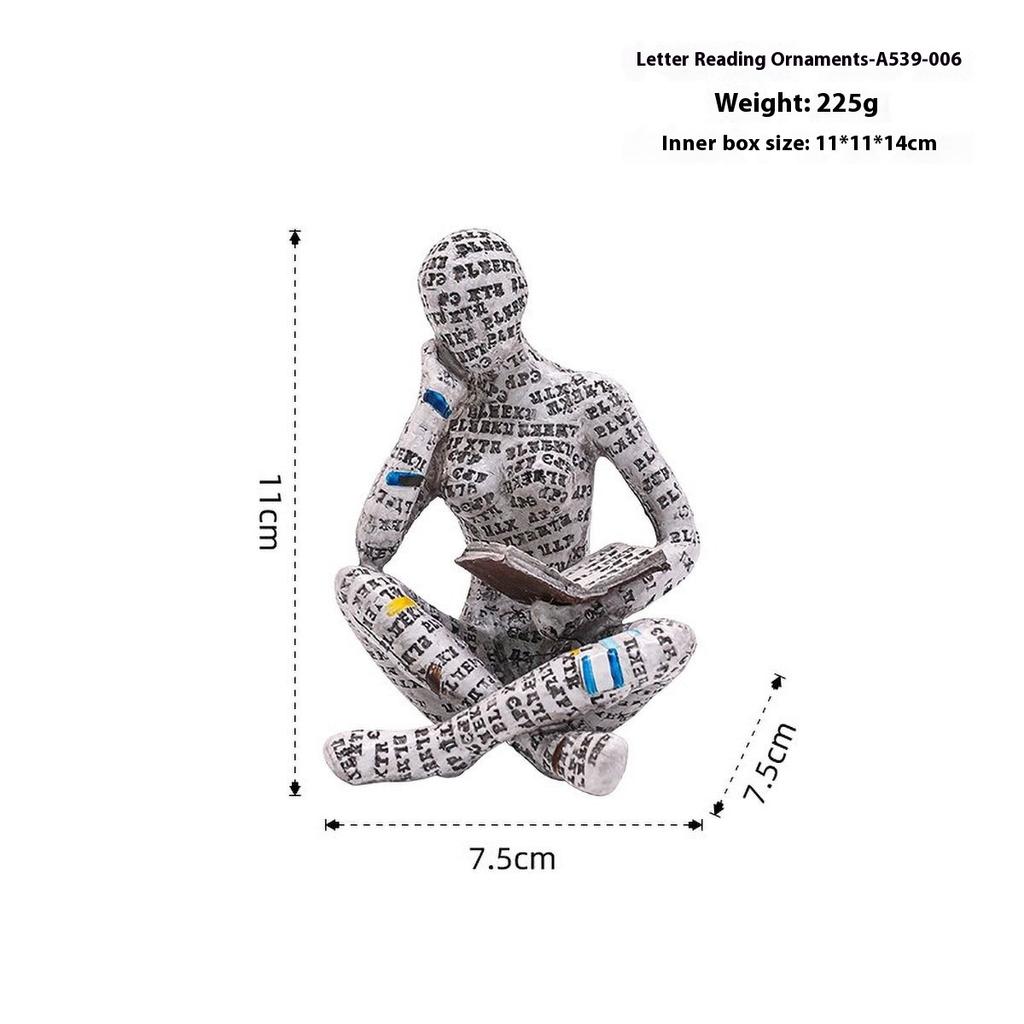 Nordic Book Lover Statue - Reading Person Resin Sculpture for Bookshelf Decor, Study Desk Ornament Minimalist Craft Decor