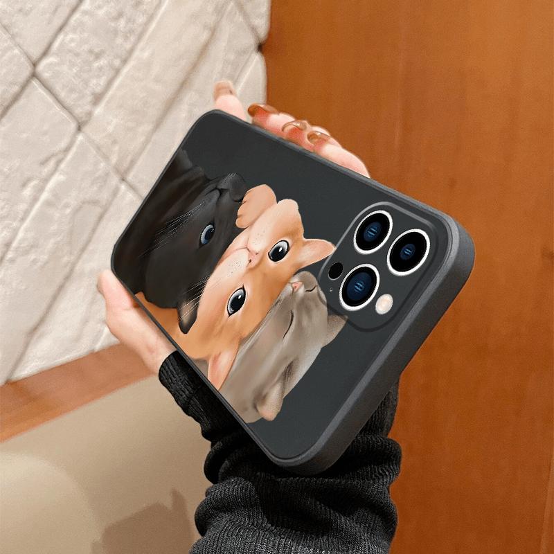 Love cat pattern design phone case suitable for iPhone 17 16 15 14 13 12 11 Pro/Max/Plus anti drop and shockproof back cover