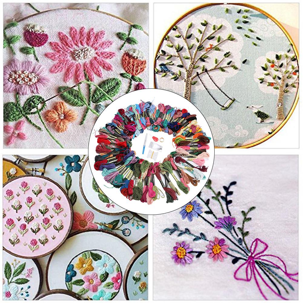 Cross Stitch Kit 100 Colors Embroidery Thread DIY Sewing Needlework Accessories
