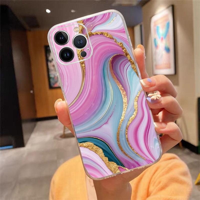 Pink Gold marble Phone Case For iPhone 17 Pro Max Air 16 15 14 13 Pro Max 15 16 Pro 15Plus iphone 16Pro