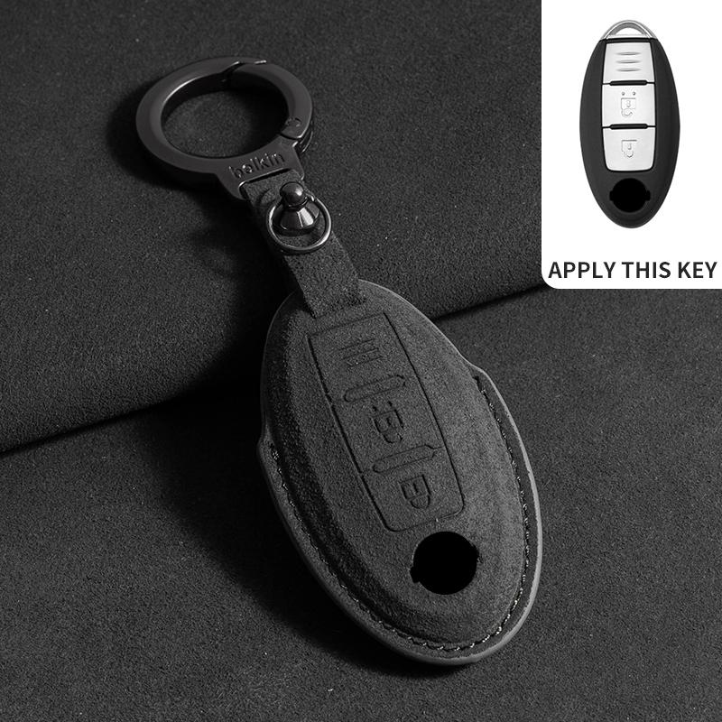 Suede Car Key Case For Nissan Rogue XTrail T32 T31 Qashqai J11 J10 Kicks Tiida Pathfinder Murano Juke Sentra Maxima Rogue Armada