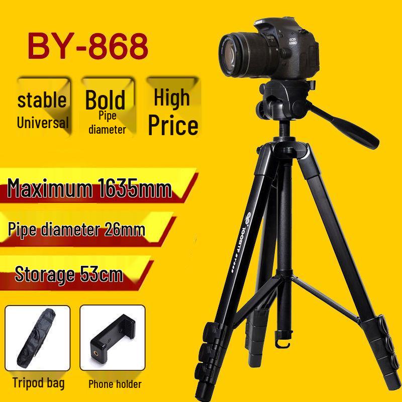 Aluminum Alloy DSLR Camera & Phone Tripod for Selfies, Videos, Photography, and Live Streaming.